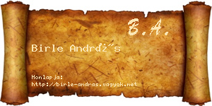 Birle András névjegykártya